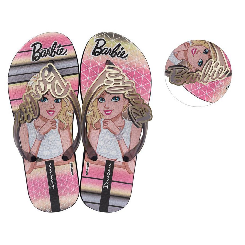 Tongs Ipanema Barbie Style Black/Gold/Pink Enfant | MNWI-88996873