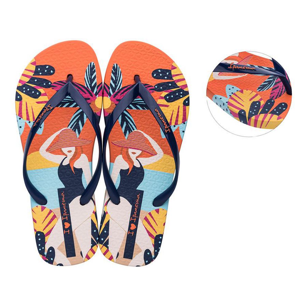 Tongs Ipanema I Love Sun Orange/Blue Femme | DBFT-06270303