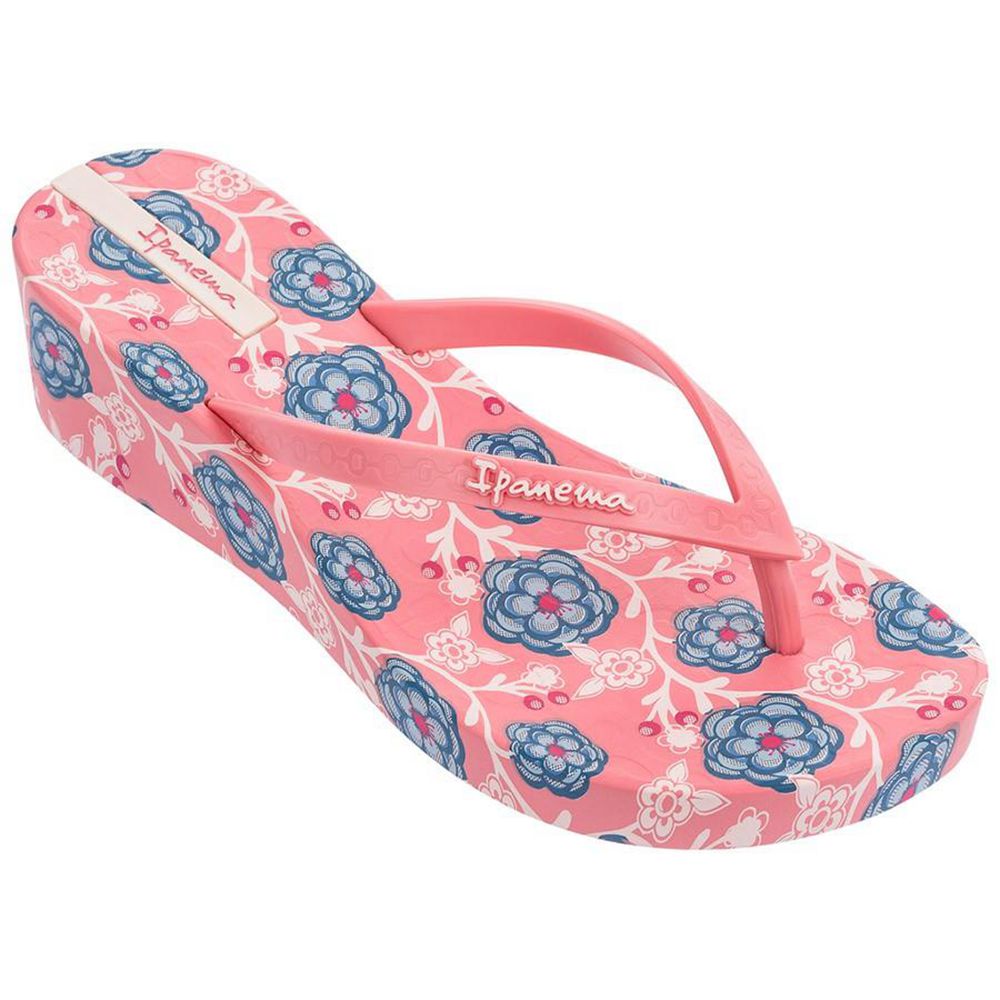 Tongs Ipanema Floral Plat Wedge Pink/White/Pink Femme | EHNS-77876573