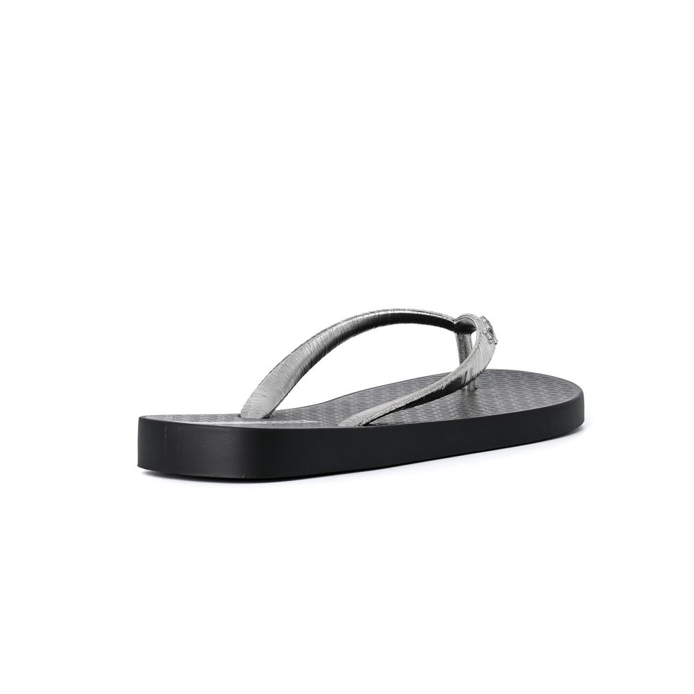 Tongs Ipanema Foil Black/Metallic Silver Femme | OCMJ-45099230