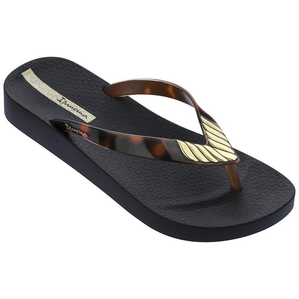 Tongs Ipanema Elegance Black/Brown/Gold Femme | LFUM-13574401