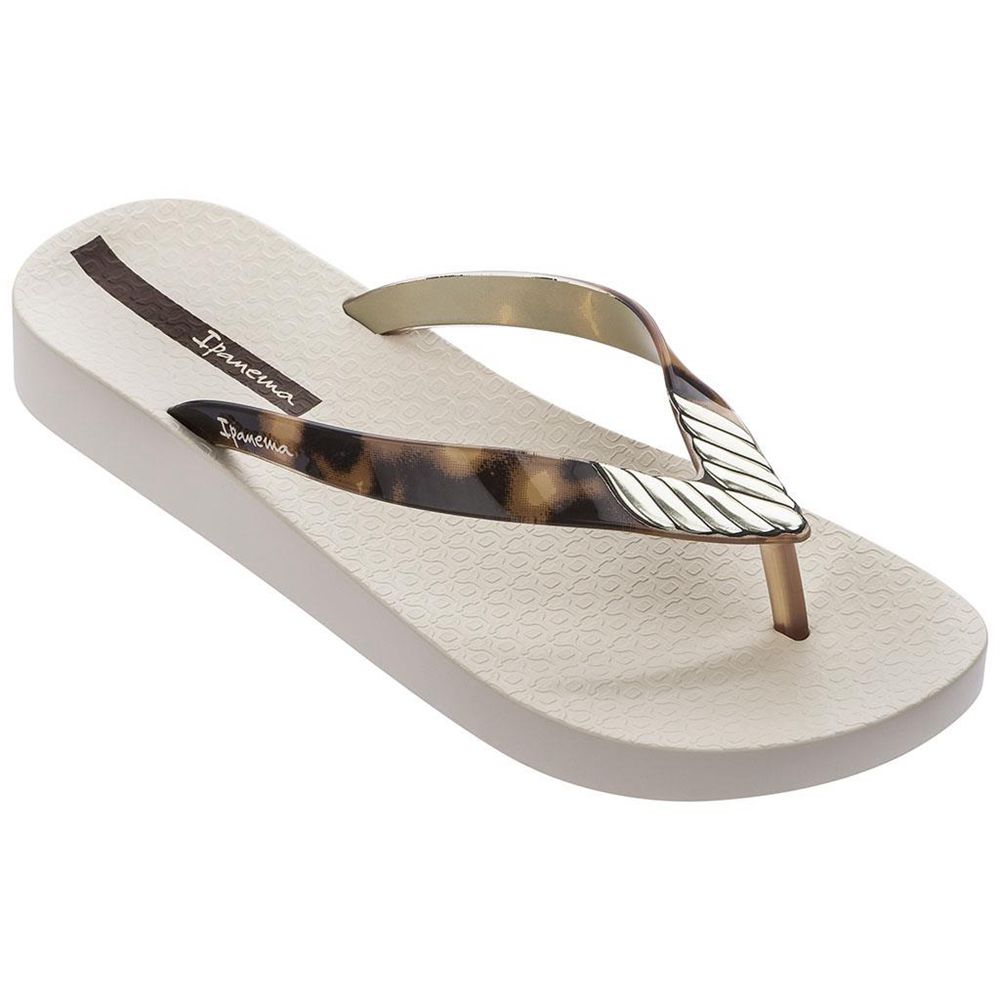 Tongs Ipanema Elegance Beige/Brown/Gold Femme | JIDV-08802217