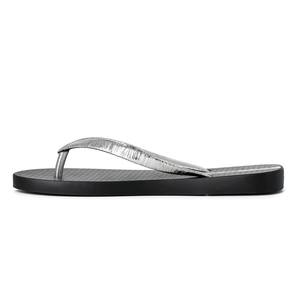 Tongs Ipanema Foil Black/Metallic Silver Femme | OCMJ-45099230