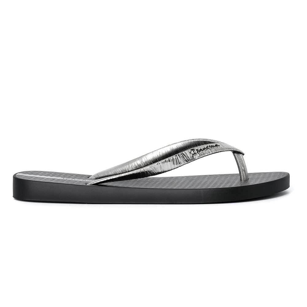 Tongs Ipanema Foil Black/Metallic Silver Femme | OCMJ-45099230