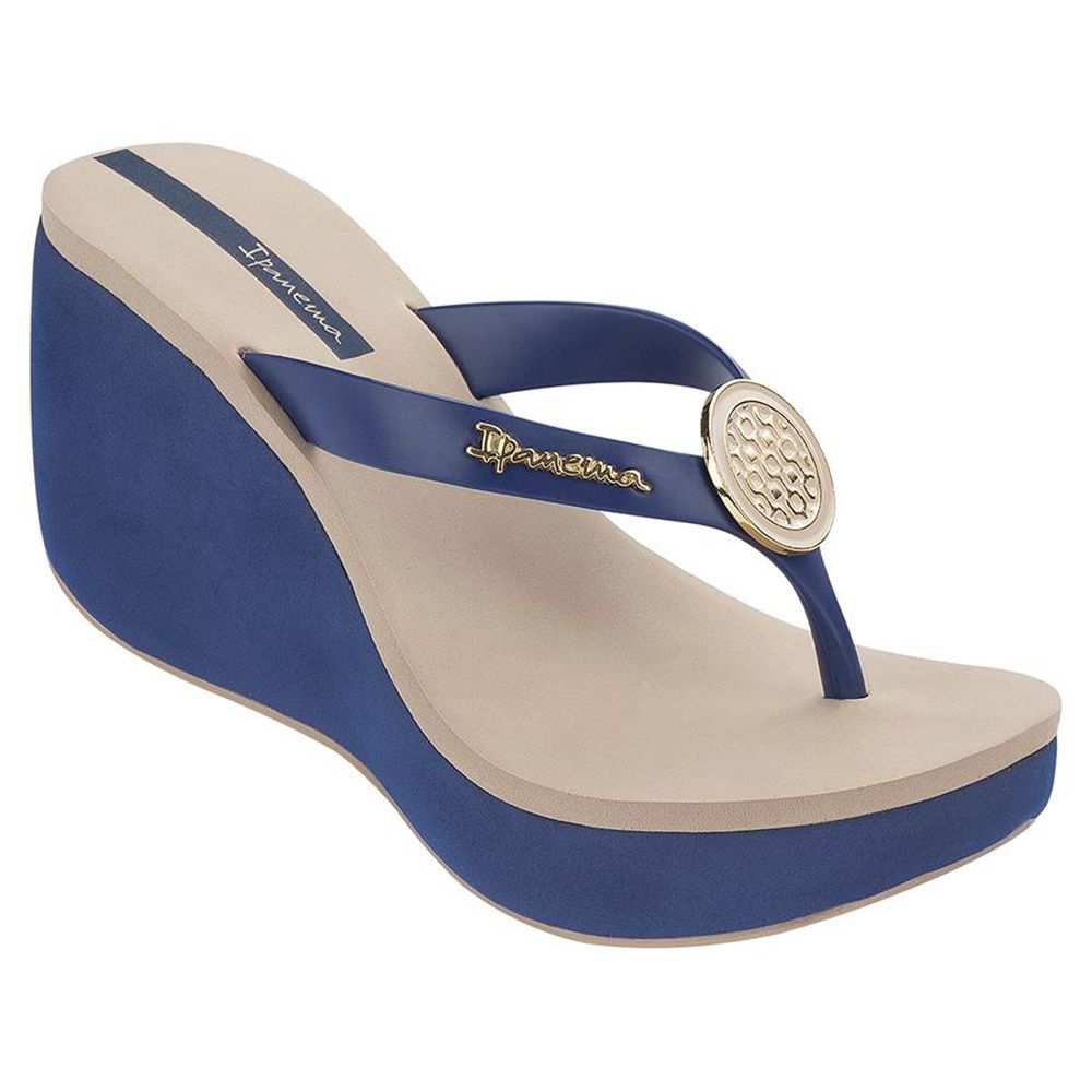 Tongs Ipanema Bossa Beige/Blue Femme | XFHM-88825107