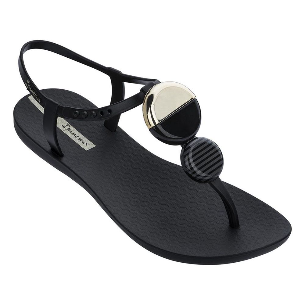 Sandales Ipanema Ella Black/Gold Femme | GIJX-54978958