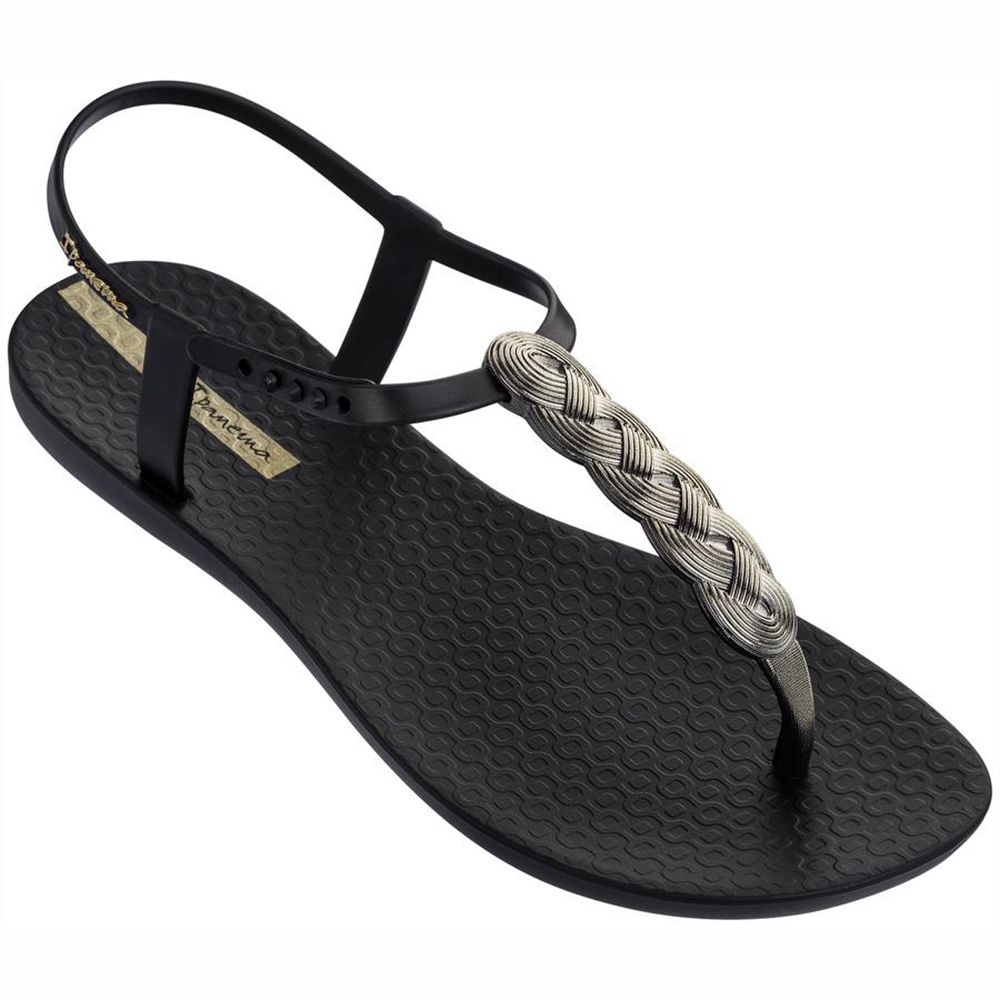 Sandales Ipanema Braid Black/Gold Femme | WOCL-22753039